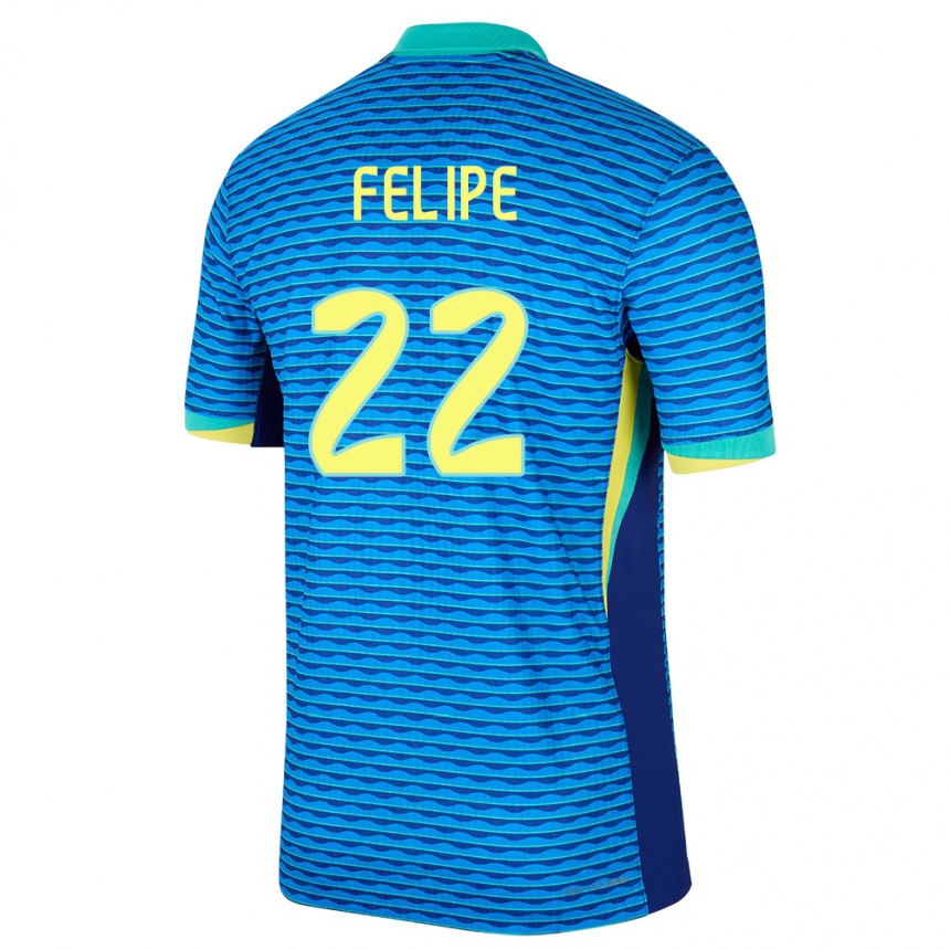 Niño Fútbol Camiseta Brasil Cayo Felipe #22 Azul 2ª Equipación 24-26 Argentina