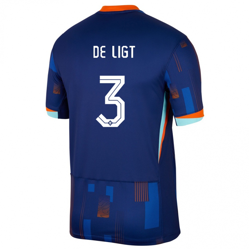 Niño Fútbol Camiseta Países Bajos Matthijs De Ligt #3 Azul 2ª Equipación 24-26 Argentina