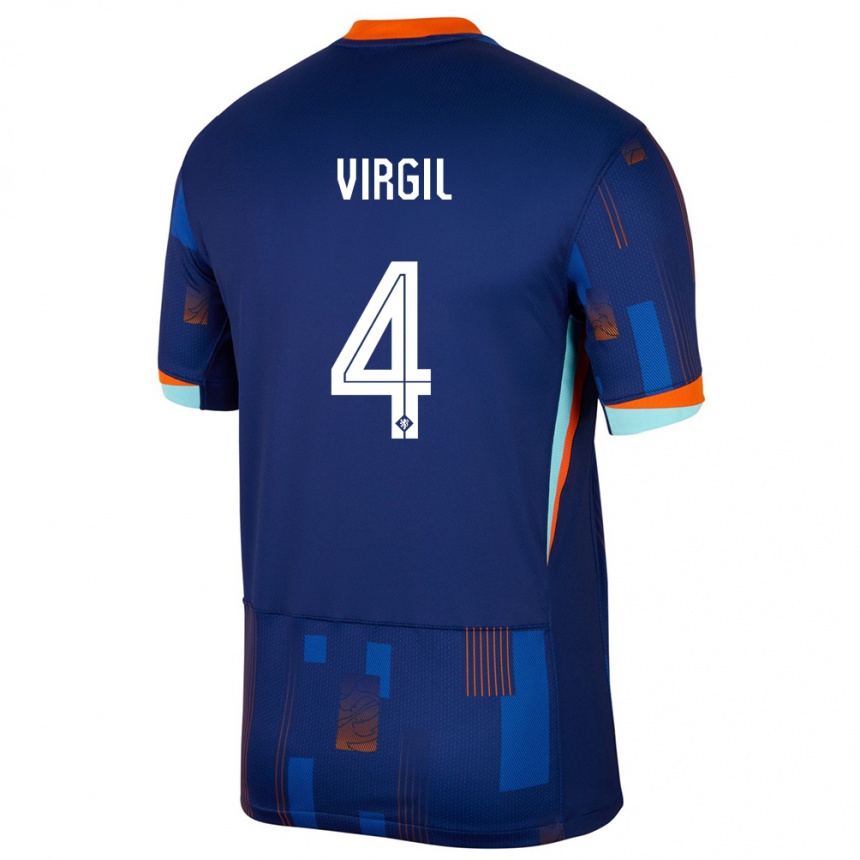 Niño Fútbol Camiseta Países Bajos Virgil Van Dijk #4 Azul 2ª Equipación 24-26 Argentina