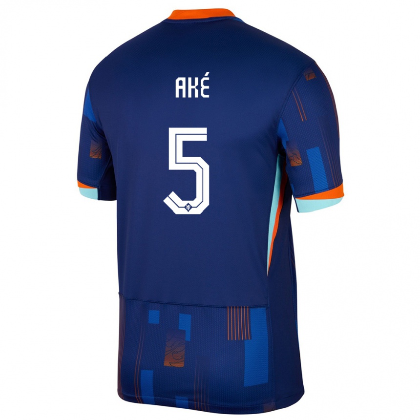 Niño Fútbol Camiseta Países Bajos Nathan Ake #5 Azul 2ª Equipación 24-26 Argentina