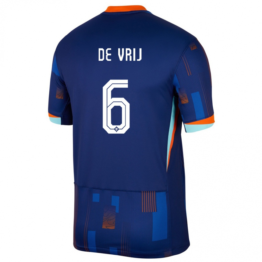 Niño Fútbol Camiseta Países Bajos Stefan De Vrij #6 Azul 2ª Equipación 24-26 Argentina