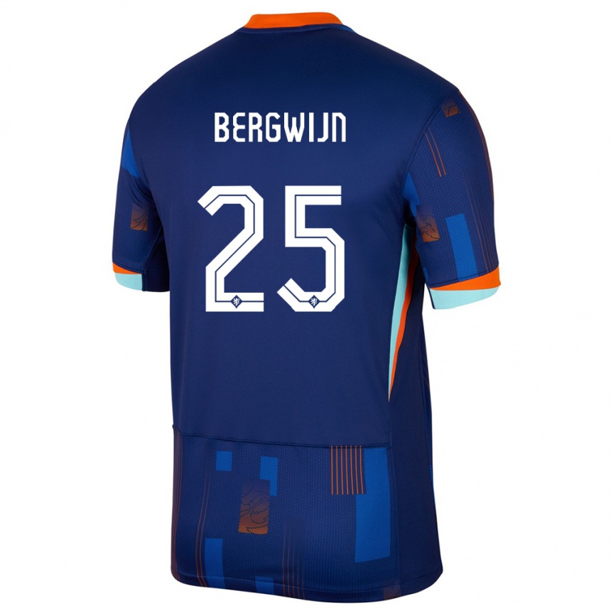 Niño Fútbol Camiseta Países Bajos Steven Bergwijn #25 Azul 2ª Equipación 24-26 Argentina