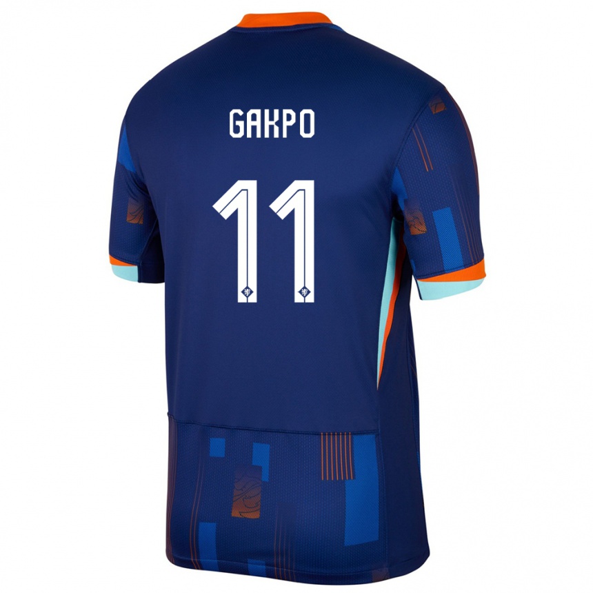 Niño Fútbol Camiseta Países Bajos Cody Gakpo #11 Azul 2ª Equipación 24-26 Argentina