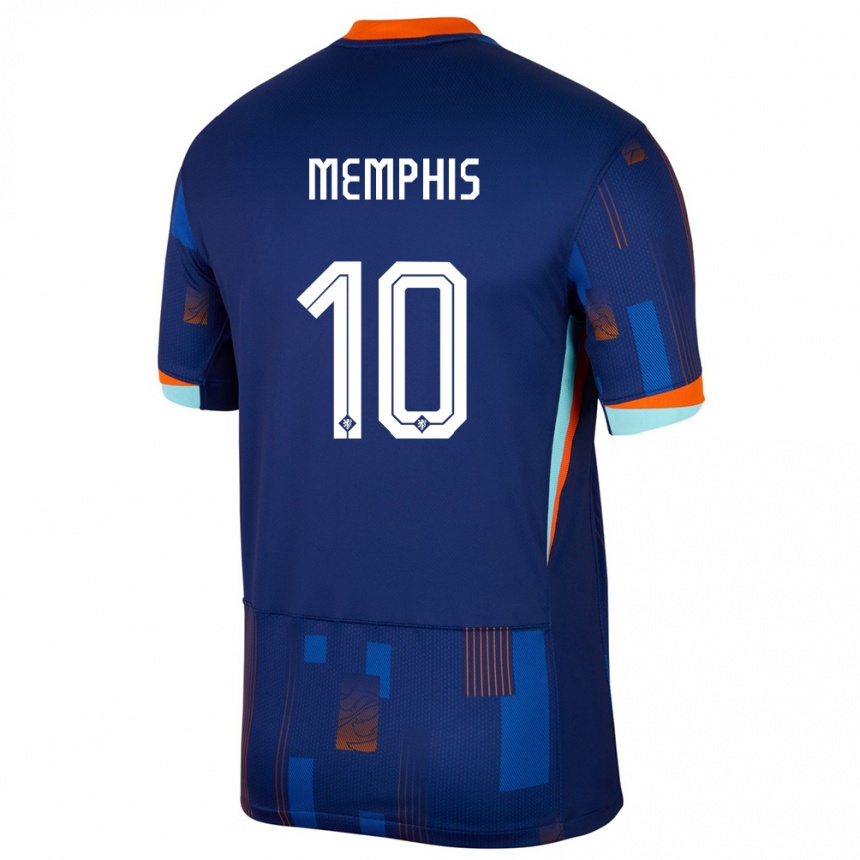 Niño Fútbol Camiseta Países Bajos Memphis Depay #10 Azul 2ª Equipación 24-26 Argentina