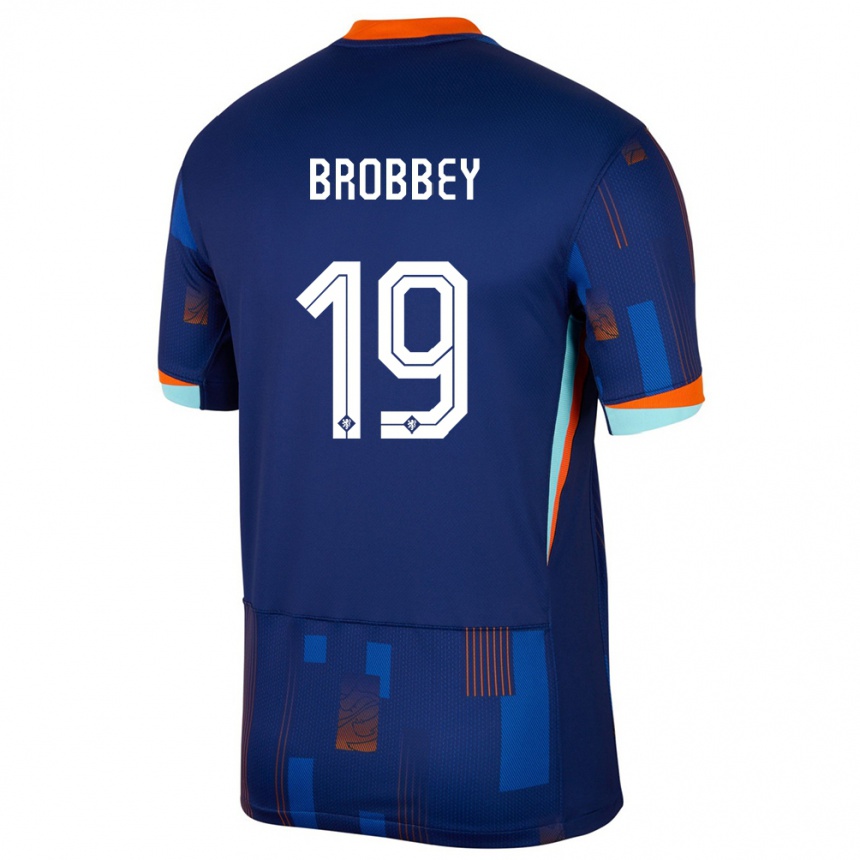 Niño Fútbol Camiseta Países Bajos Brian Brobbey #19 Azul 2ª Equipación 24-26 Argentina