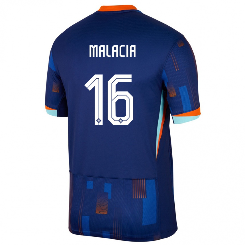 Niño Fútbol Camiseta Países Bajos Tyrell Malacia #16 Azul 2ª Equipación 24-26 Argentina