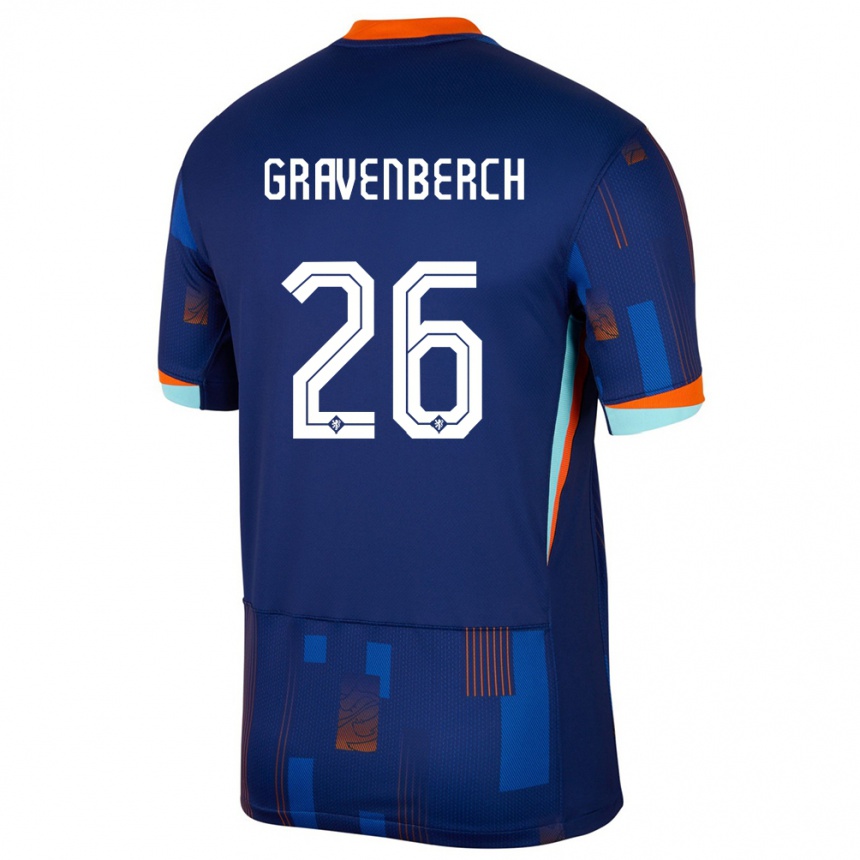 Niño Fútbol Camiseta Países Bajos Ryan Gravenberch #26 Azul 2ª Equipación 24-26 Argentina