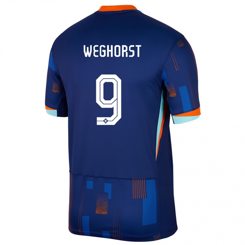 Niño Fútbol Camiseta Países Bajos Wout Weghorst #9 Azul 2ª Equipación 24-26 Argentina