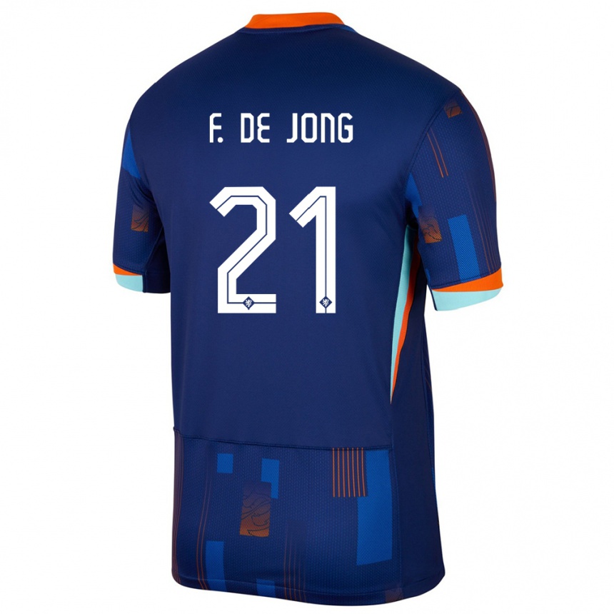 Niño Fútbol Camiseta Países Bajos Frenkie De Jong #21 Azul 2ª Equipación 24-26 Argentina