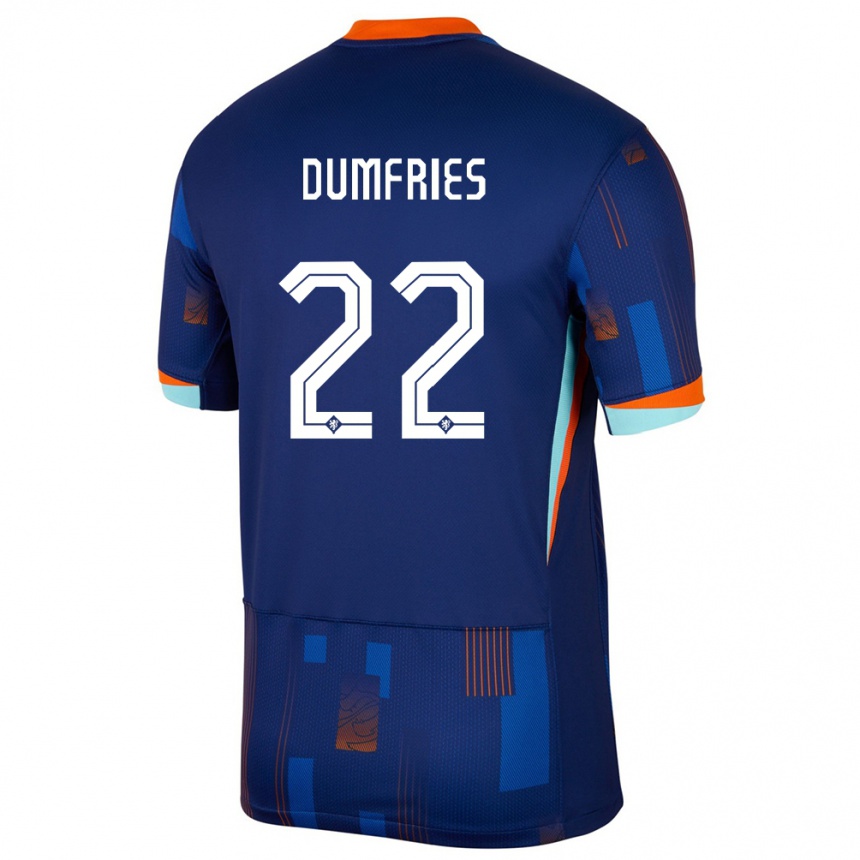 Niño Fútbol Camiseta Países Bajos Denzel Dumfries #22 Azul 2ª Equipación 24-26 Argentina