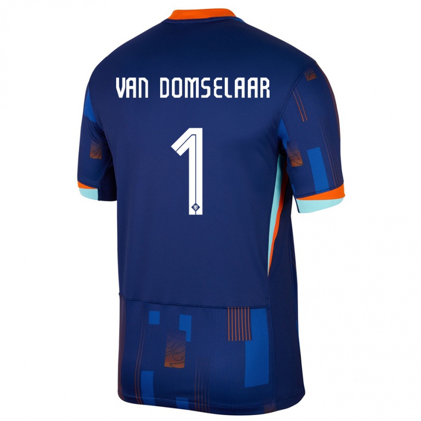 Niño Fútbol Camiseta Países Bajos Daphne Van Domselaar #1 Azul 2ª Equipación 24-26 Argentina