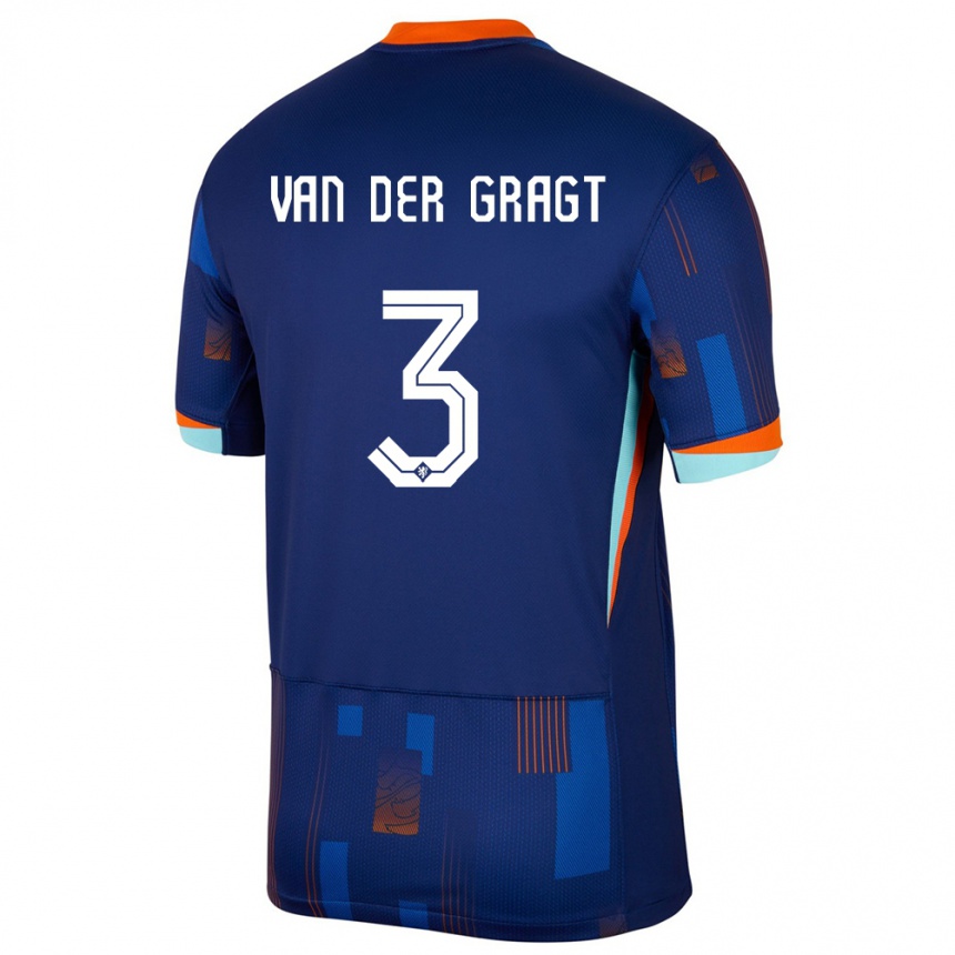 Niño Fútbol Camiseta Países Bajos Stefanie Van Der Gragt #3 Azul 2ª Equipación 24-26 Argentina