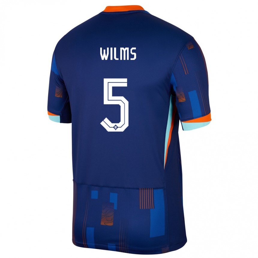 Niño Fútbol Camiseta Países Bajos Lynn Wilms #5 Azul 2ª Equipación 24-26 Argentina