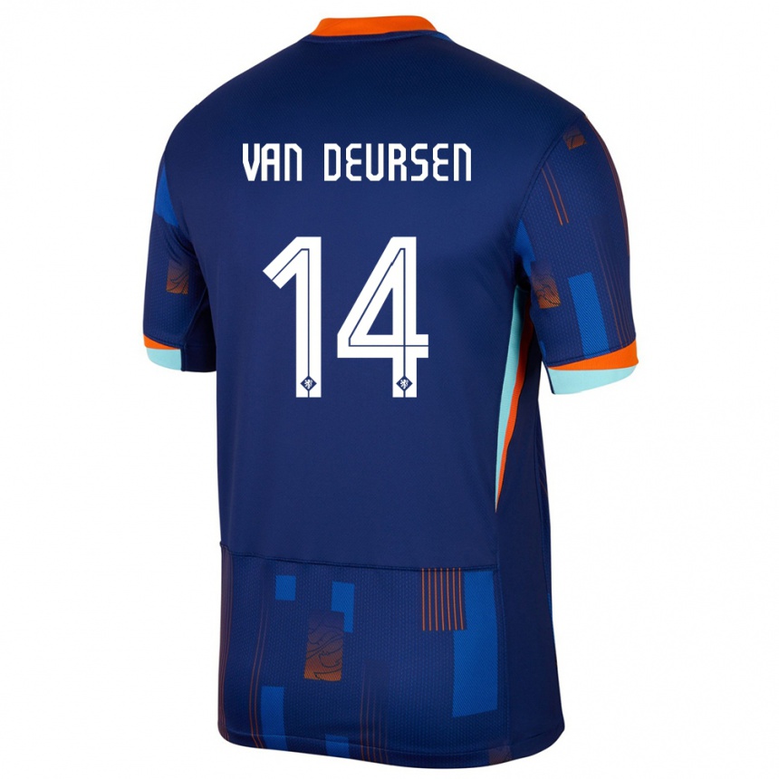 Niño Fútbol Camiseta Países Bajos Eva Van Deursen #14 Azul 2ª Equipación 24-26 Argentina