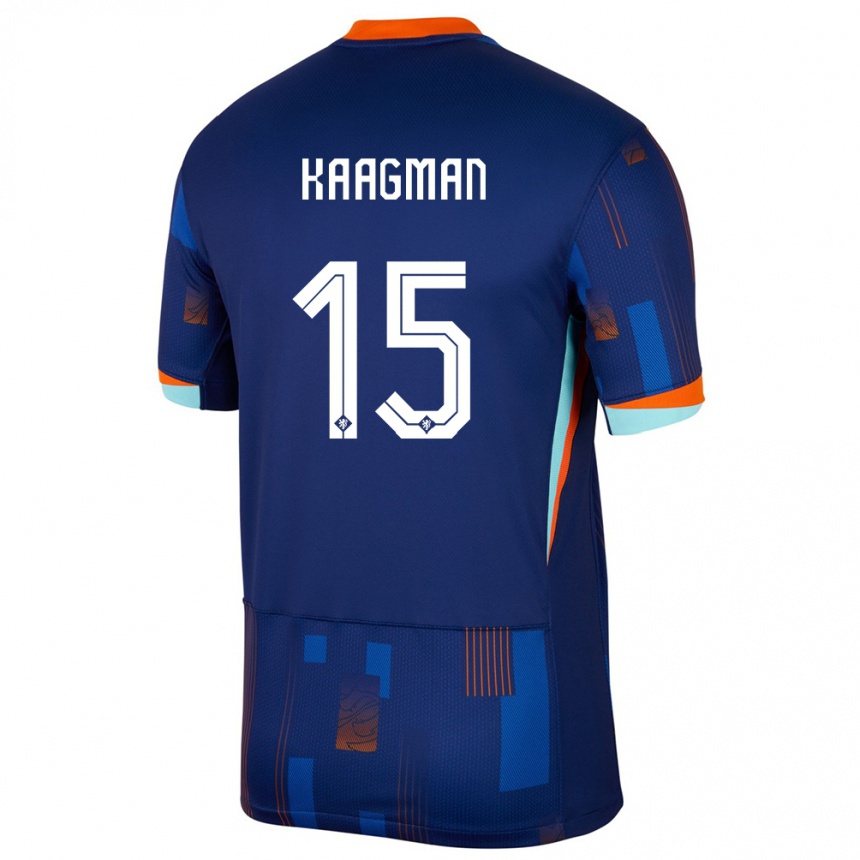 Niño Fútbol Camiseta Países Bajos Inessa Kaagman #15 Azul 2ª Equipación 24-26 Argentina