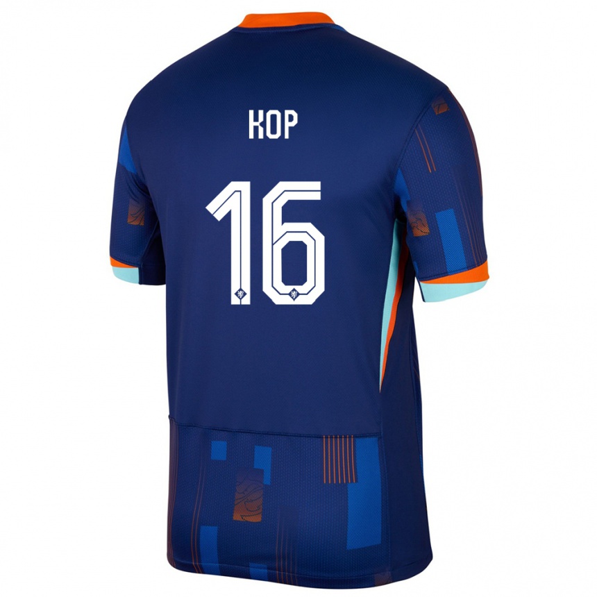 Niño Fútbol Camiseta Países Bajos Lize Kop #16 Azul 2ª Equipación 24-26 Argentina