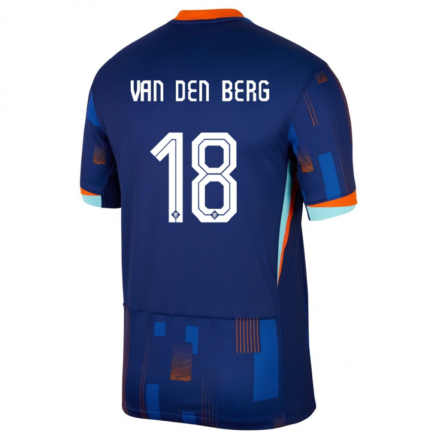 Niño Fútbol Camiseta Países Bajos Rav Van Den Berg #18 Azul 2ª Equipación 24-26 Argentina