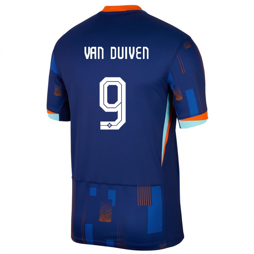 Niño Fútbol Camiseta Países Bajos Jason Van Duiven #9 Azul 2ª Equipación 24-26 Argentina