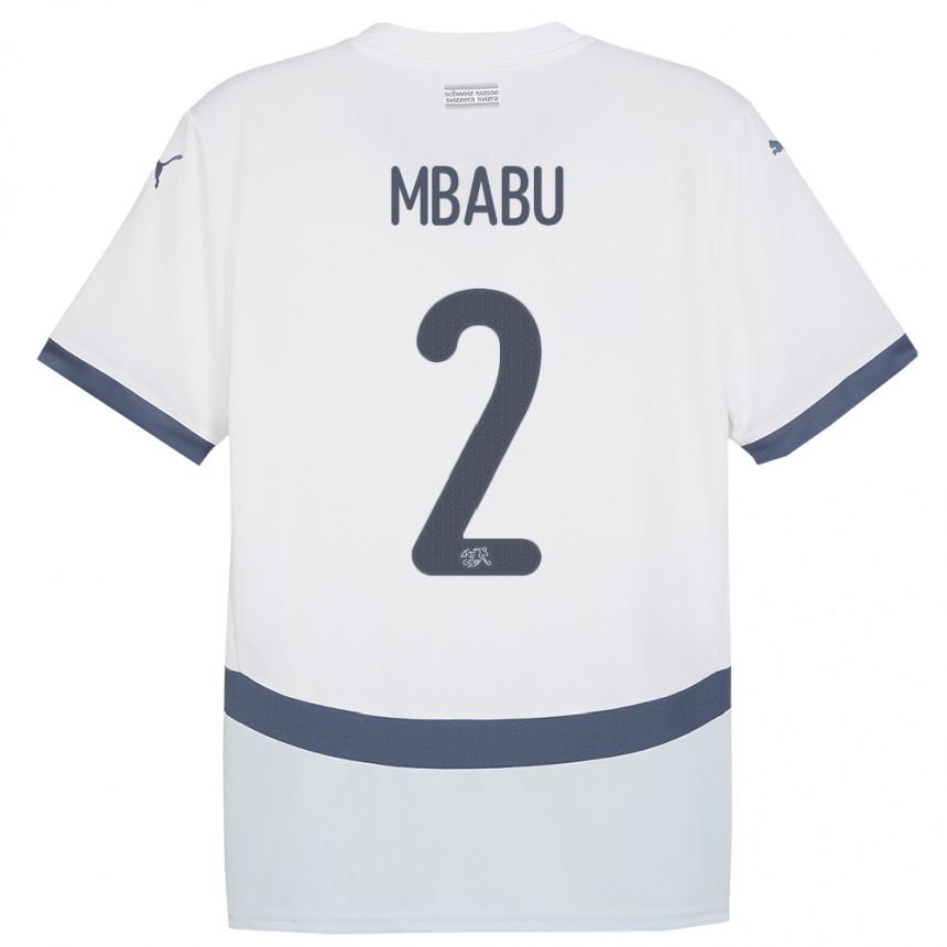 Niño Fútbol Camiseta Suiza Kevin Mbabu #2 Blanco 2ª Equipación 24-26 Argentina