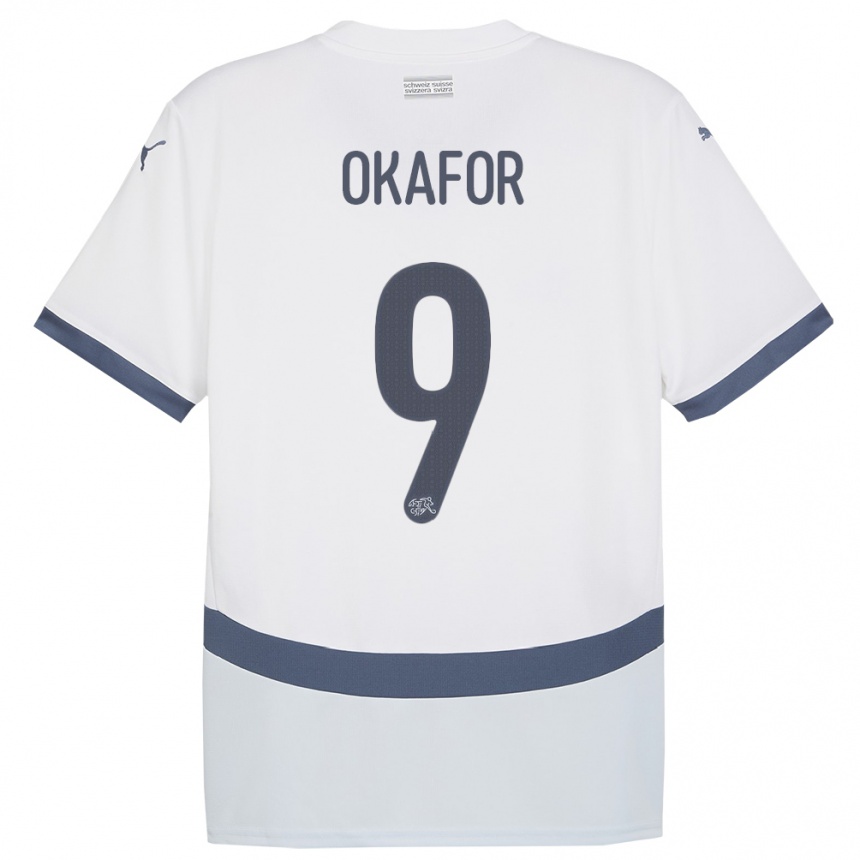 Niño Fútbol Camiseta Suiza Noah Okafor #9 Blanco 2ª Equipación 24-26 Argentina