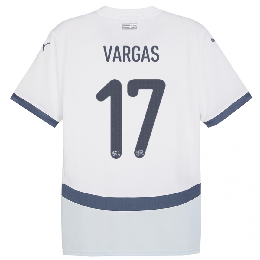 Niño Fútbol Camiseta Suiza Ruben Vargas #17 Blanco 2ª Equipación 24-26 Argentina