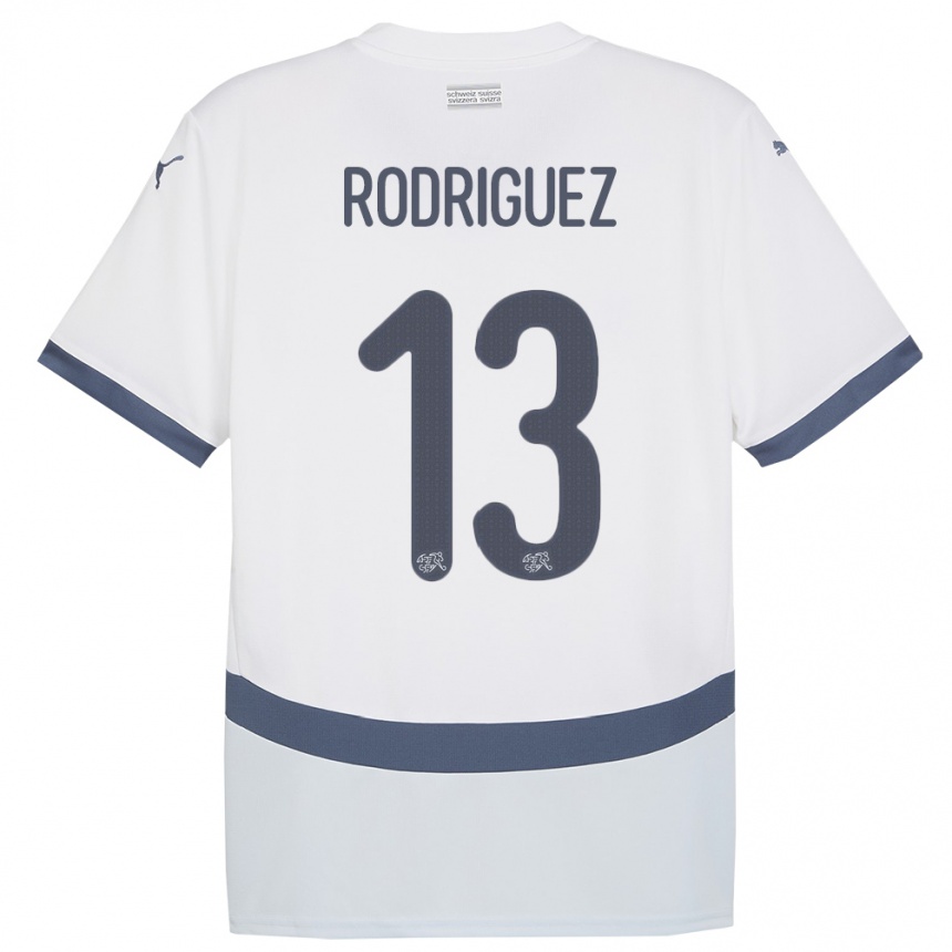 Niño Fútbol Camiseta Suiza Ricardo Rodriguez #13 Blanco 2ª Equipación 24-26 Argentina