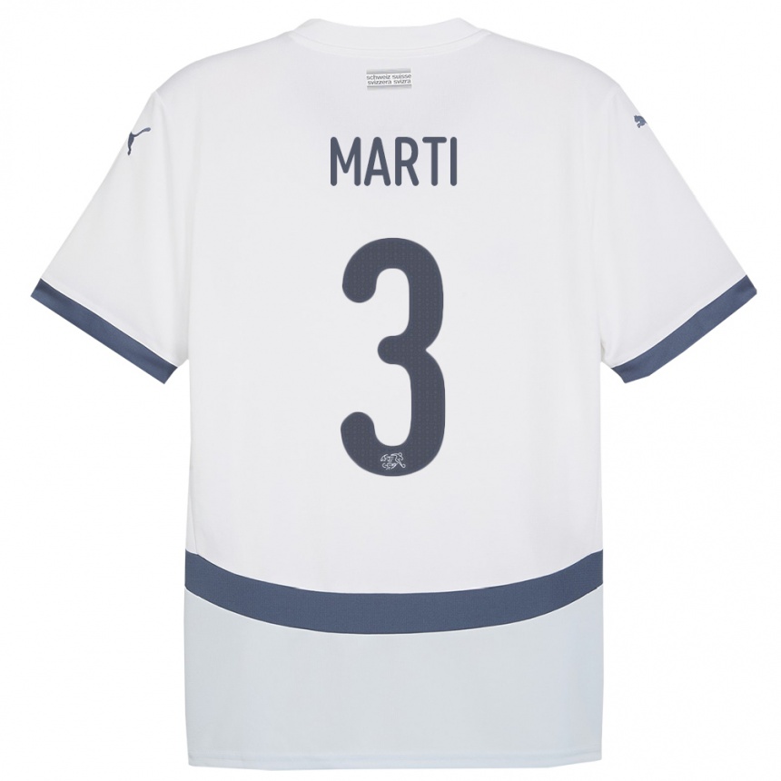 Niño Fútbol Camiseta Suiza Lara Marti #3 Blanco 2ª Equipación 24-26 Argentina