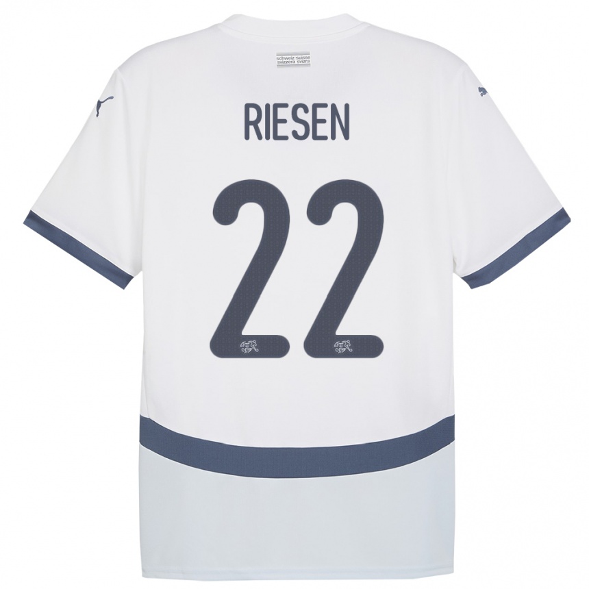 Niño Fútbol Camiseta Suiza Nadine Riesen #22 Blanco 2ª Equipación 24-26 Argentina