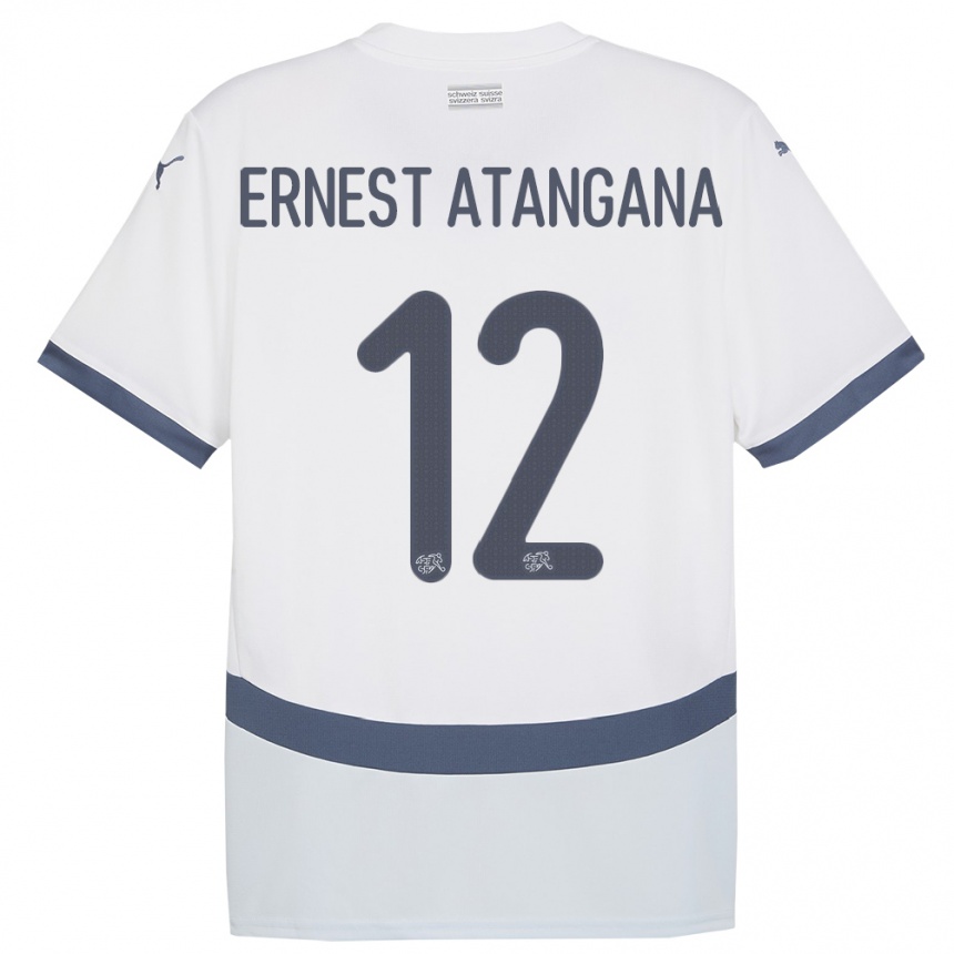 Niño Fútbol Camiseta Suiza Brian Ernest Atangana #12 Blanco 2ª Equipación 24-26 Argentina