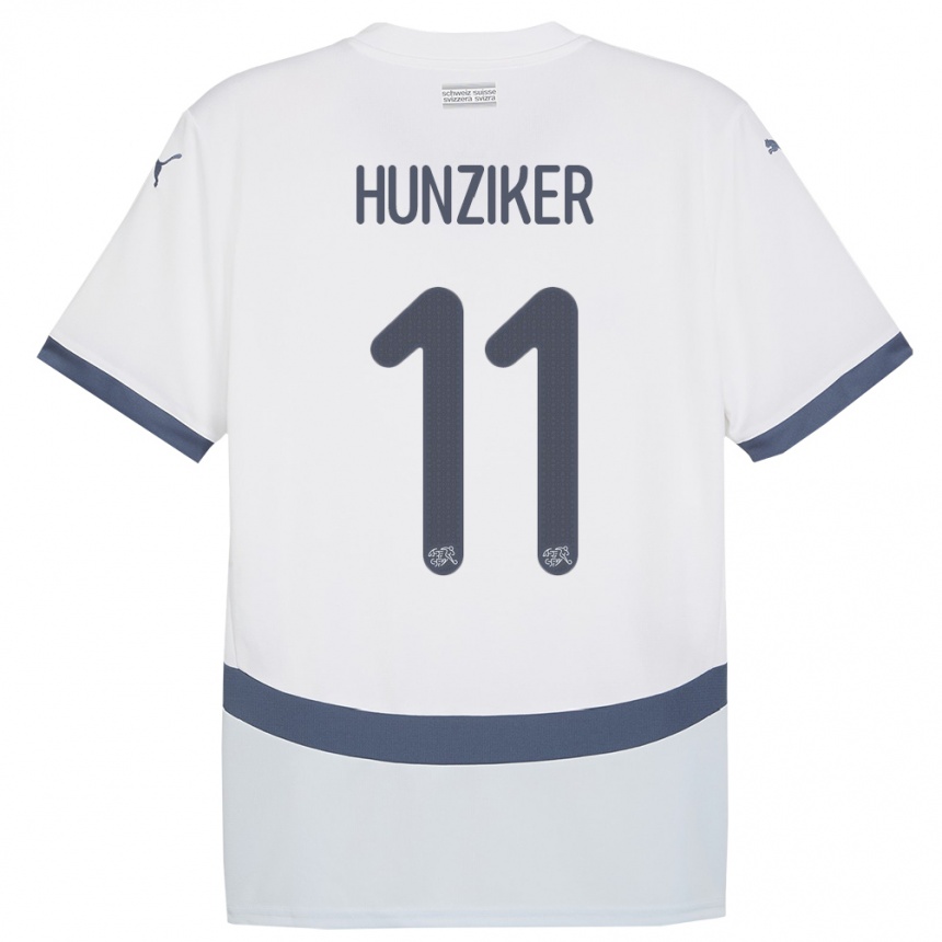 Niño Fútbol Camiseta Suiza Andrin Hunziker #11 Blanco 2ª Equipación 24-26 Argentina