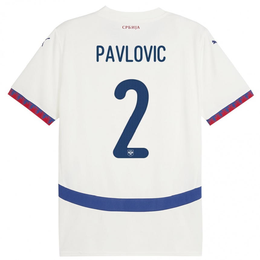 Niño Fútbol Camiseta Serbia Strahinja Pavlovic #2 Blanco 2ª Equipación 24-26 Argentina