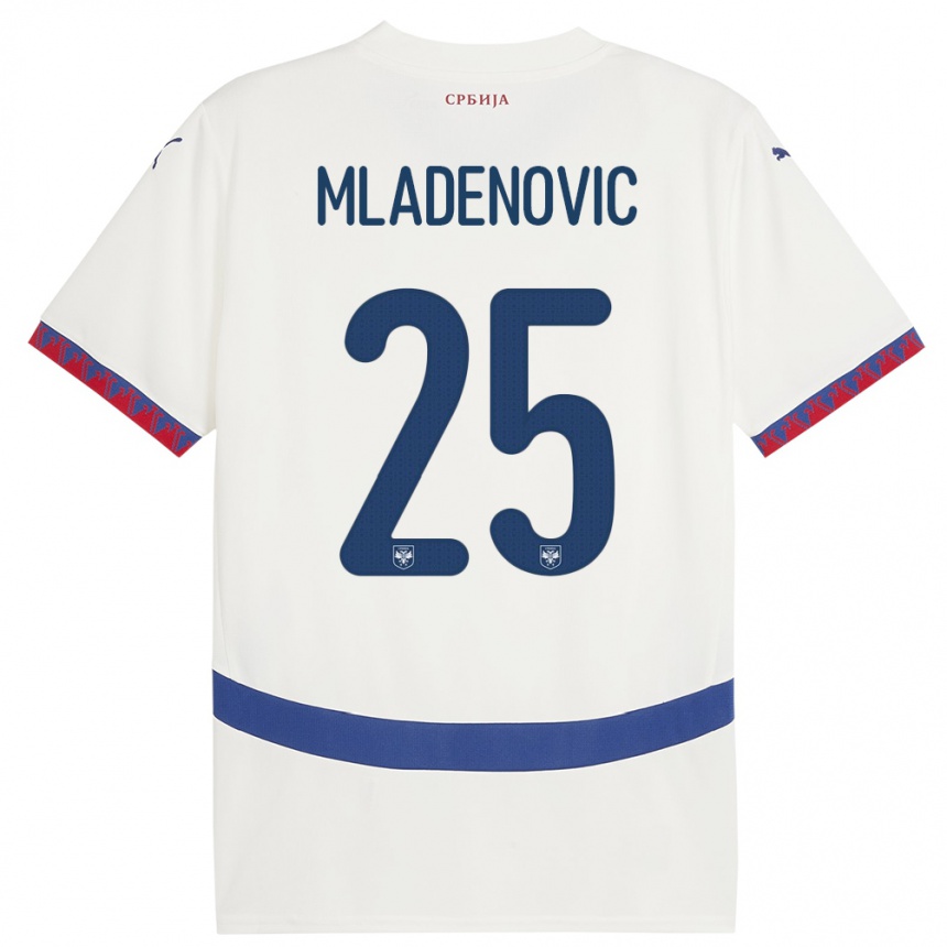 Niño Fútbol Camiseta Serbia Filip Mladenovic #25 Blanco 2ª Equipación 24-26 Argentina