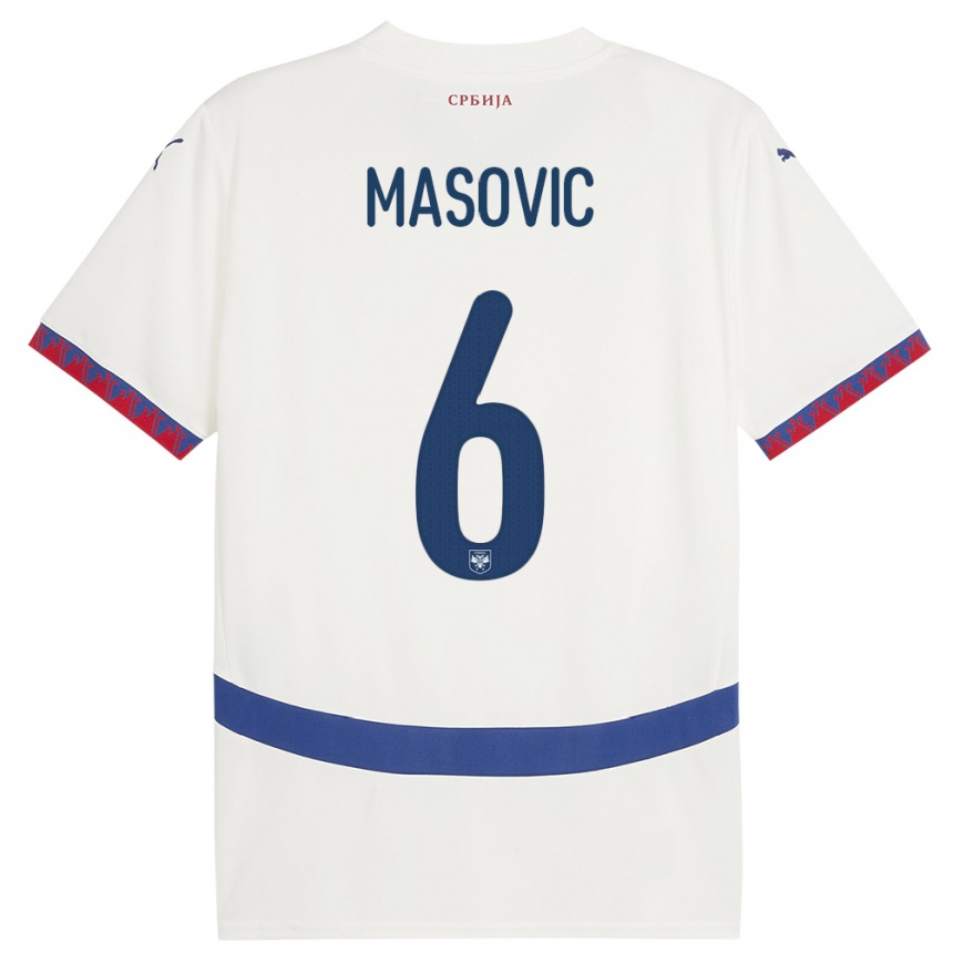 Niño Fútbol Camiseta Serbia Erhan Masovic #6 Blanco 2ª Equipación 24-26 Argentina