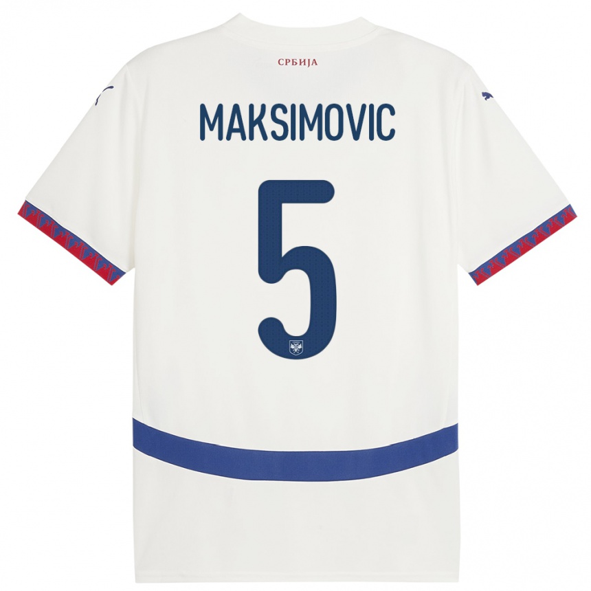 Niño Fútbol Camiseta Serbia Nemanja Maksimovic #5 Blanco 2ª Equipación 24-26 Argentina