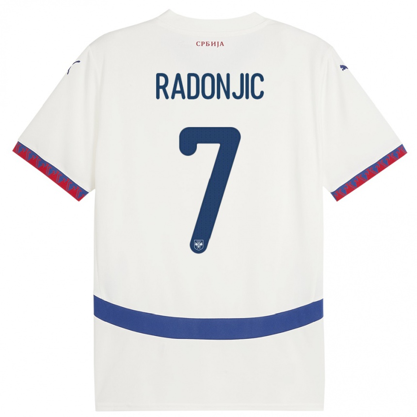 Niño Fútbol Camiseta Serbia Nemanja Radonjic #7 Blanco 2ª Equipación 24-26 Argentina