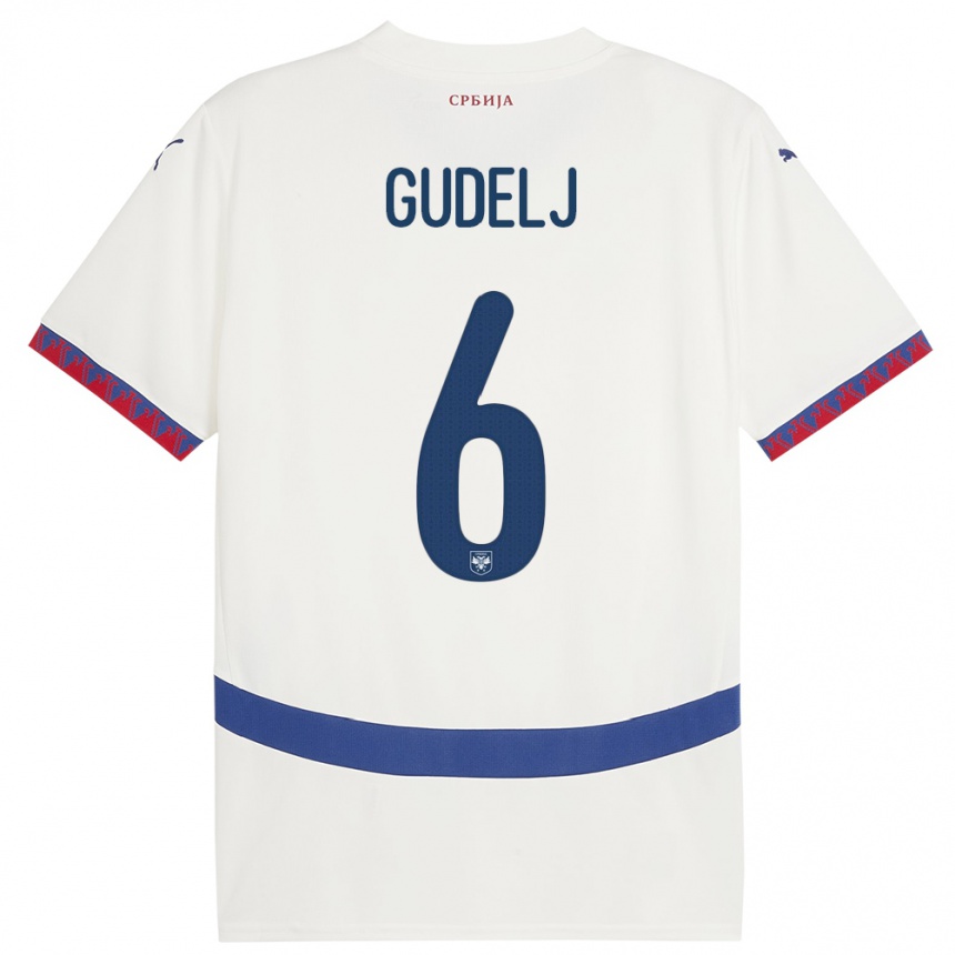 Niño Fútbol Camiseta Serbia Nemanja Gudelj #6 Blanco 2ª Equipación 24-26 Argentina