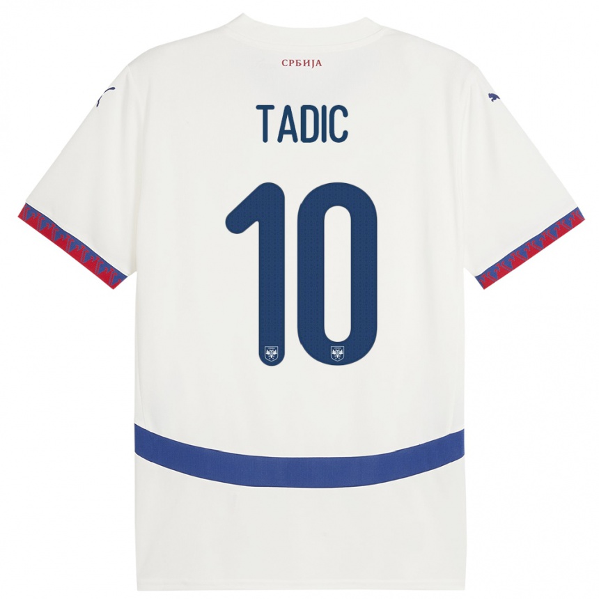 Niño Fútbol Camiseta Serbia Dusan Tadic #10 Blanco 2ª Equipación 24-26 Argentina