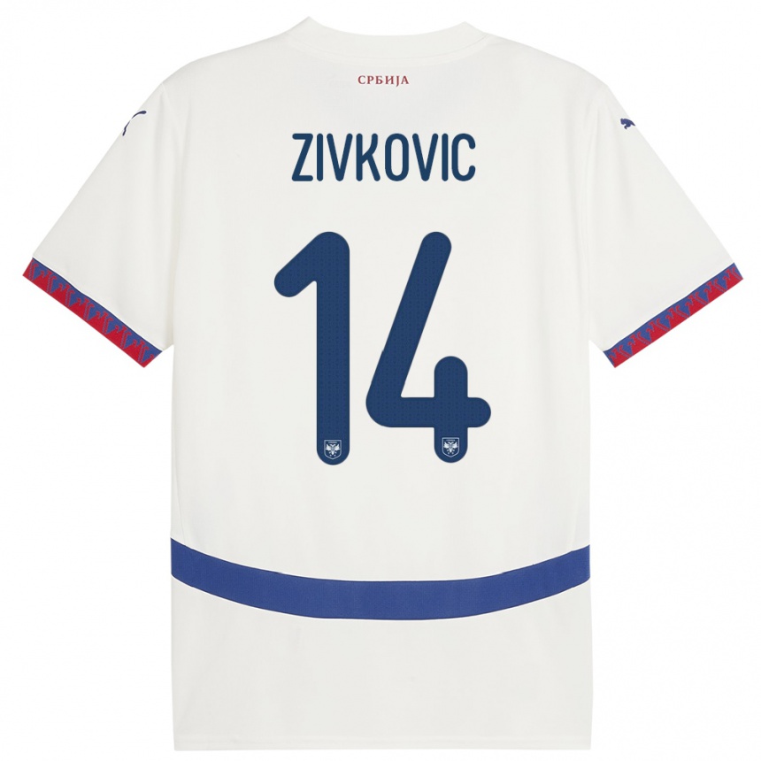 Niño Fútbol Camiseta Serbia Andrija Zivkovic #14 Blanco 2ª Equipación 24-26 Argentina