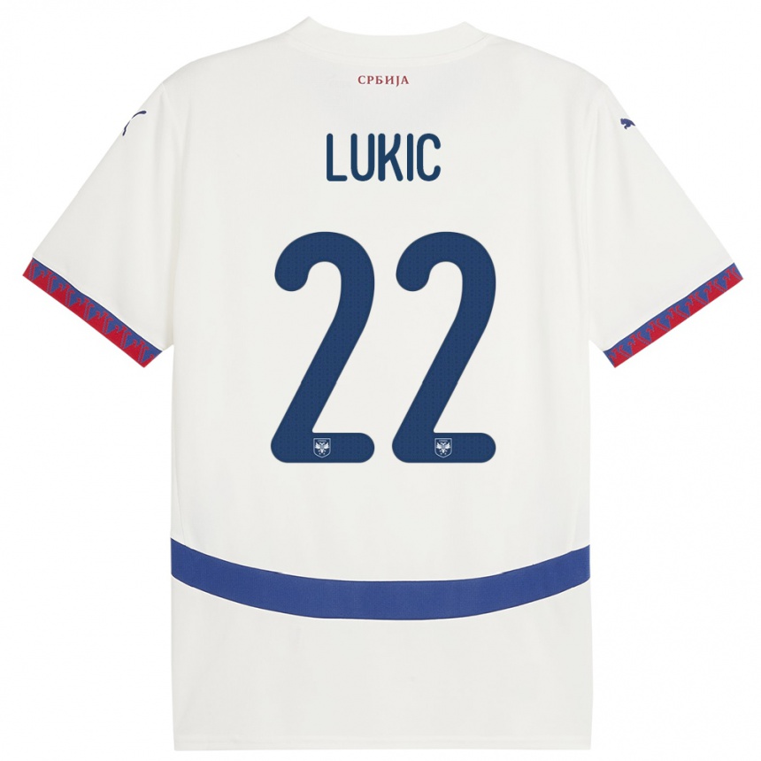 Niño Fútbol Camiseta Serbia Sasa Lukic #22 Blanco 2ª Equipación 24-26 Argentina