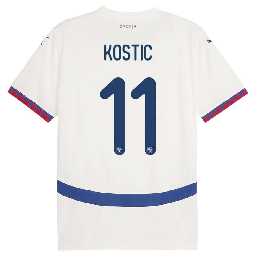 Niño Fútbol Camiseta Serbia Filip Kostic #11 Blanco 2ª Equipación 24-26 Argentina