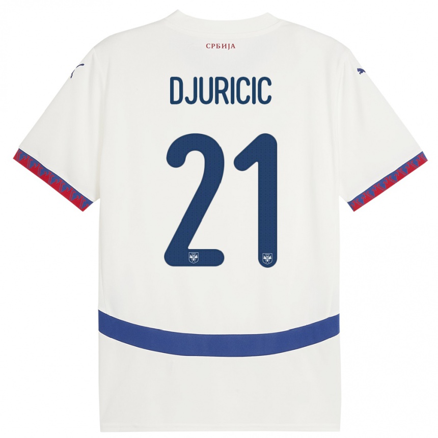 Niño Fútbol Camiseta Serbia Filip Djuricic #21 Blanco 2ª Equipación 24-26 Argentina