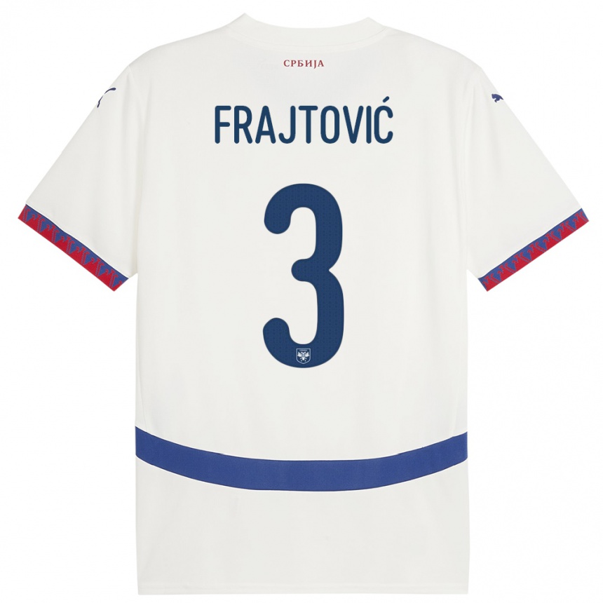 Niño Fútbol Camiseta Serbia Andela Frajtovic #3 Blanco 2ª Equipación 24-26 Argentina