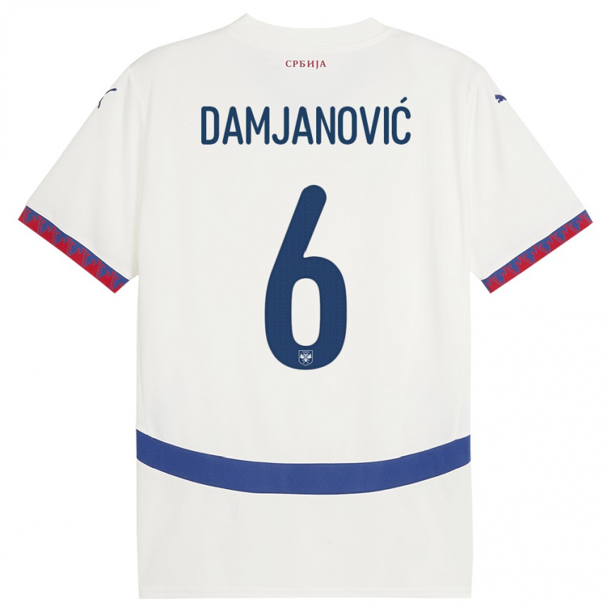 Niño Fútbol Camiseta Serbia Nevena Damjanovic #6 Blanco 2ª Equipación 24-26 Argentina