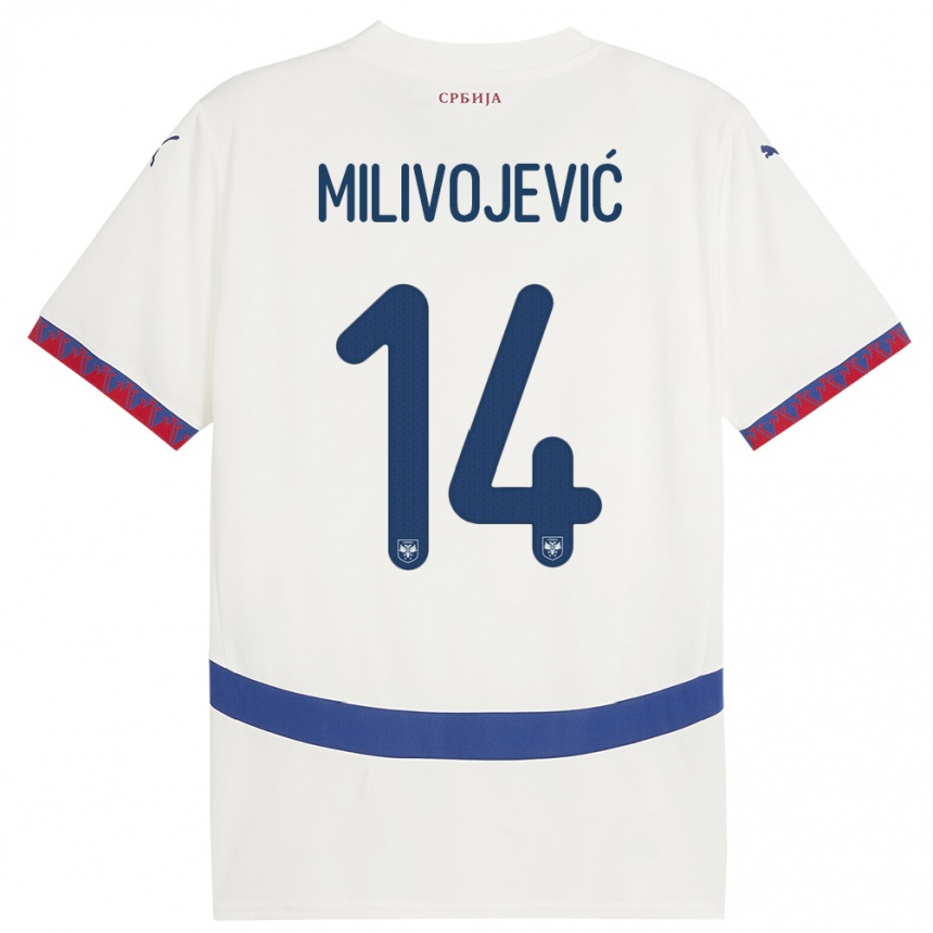 Niño Fútbol Camiseta Serbia Vesna Milivojevic #14 Blanco 2ª Equipación 24-26 Argentina