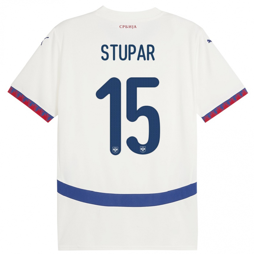 Niño Fútbol Camiseta Serbia Zivana Stupar #15 Blanco 2ª Equipación 24-26 Argentina