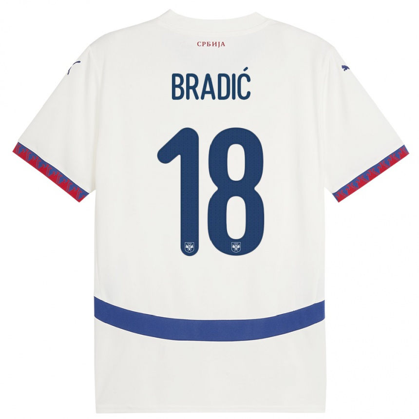 Niño Fútbol Camiseta Serbia Biljana Bradic #18 Blanco 2ª Equipación 24-26 Argentina