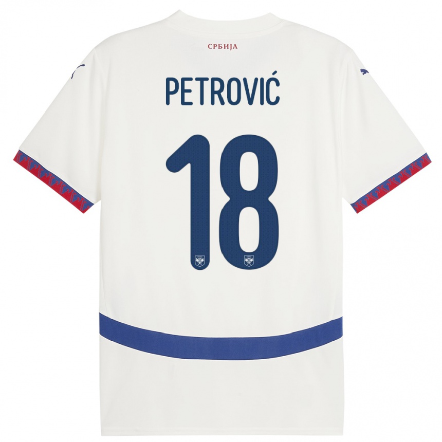 Niño Fútbol Camiseta Serbia Emilija Petrovic #18 Blanco 2ª Equipación 24-26 Argentina