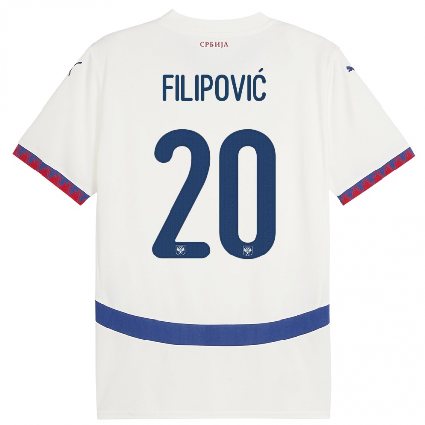 Niño Fútbol Camiseta Serbia Tijana Filipovic #20 Blanco 2ª Equipación 24-26 Argentina