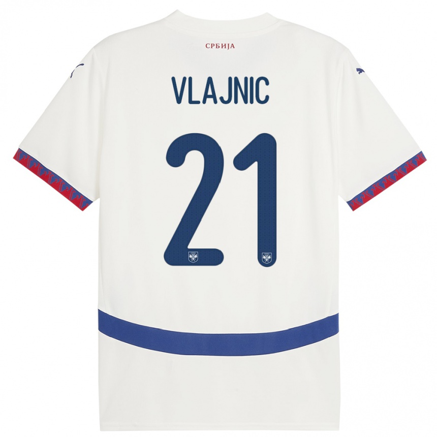 Niño Fútbol Camiseta Serbia Tyla Jay Vlajnic #21 Blanco 2ª Equipación 24-26 Argentina