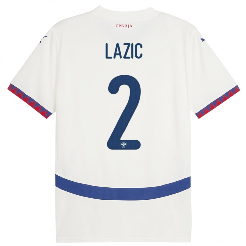 Niño Fútbol Camiseta Serbia Uros Lazic #2 Blanco 2ª Equipación 24-26 Argentina